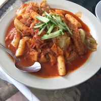 Kimchi Stir Fry Rice Cakes. Vegan. Favourite dish.  at Tea Master in Fortitude Valley