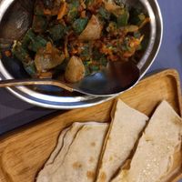 Bhindi masala with parantha at Indish in Chiang Mai