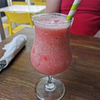 Strawberry smoothie at Yanto's Pancake House in Gloucester