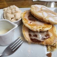 Cinnamon roll stack at Yanto's Pancake House in Gloucester