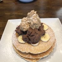 American Banana PB and Vegan Nutella stack  at Yanto's Pancake House in Gloucester