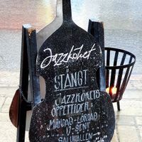 Entrance sign at Jazzköket in Ostersund