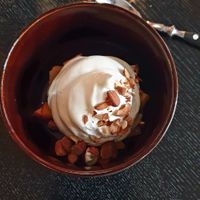 Peach dessert at Jazzköket in Ostersund