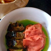 Grilled eggplant and fries at Jazzköket in Ostersund