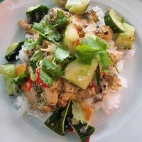 Vegan zucchini curry at Jazzköket in Ostersund