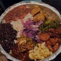 Sample plate with all the fixins. My friend cried when she tasted it because it was so good. at Belmont Vegetarian Restaurant in Worcester