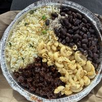 Bbq, white rice, black beans, and mac and cheese   at Belmont Vegetarian Restaurant in Worcester