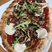 Garlic mushroom flatbread at The Eating Gorilla in Penrhyndeudraeth