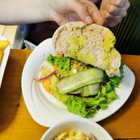 Falafel burger at The Eating Gorilla in Penrhyndeudraeth
