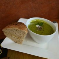 Mint pea soup at The Eating Gorilla in Penrhyndeudraeth