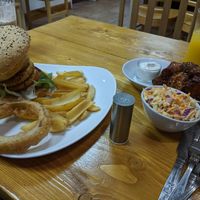 Chicken burger, coleslaw and buffalo wings! at The Eating Gorilla in Penrhyndeudraeth