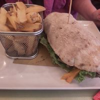 Vegan burger and chips at Da Michele in Venice