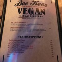 Slightly limited vegan menu with just 2 options  at Boo Koos in Helston