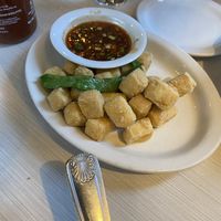 Crispy tofu with spicy awesome sauce at Blue Koi in Kansas City