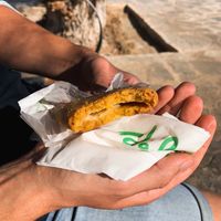 Vegan cheese pie at Gregory's in Milos