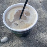 Freddo cappuccino with soy milkk  at Gregory's in Milos