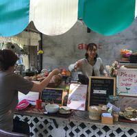 The restaurant and our cook at Samata in Chiang Mai