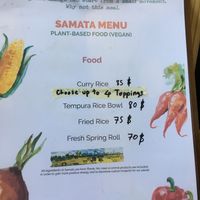 Menu (they were out of spring rolls unfortunately) at Samata in Chiang Mai
