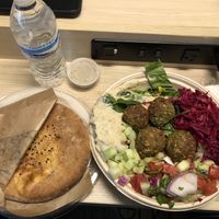 Salad Bowl with Falafel, cabbage, babaganush, cucumber and tomato. Yum!  at Wild Fig in Roslyn Heights