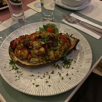 Aubergine farcie with veggies at La Liman in Tulcea