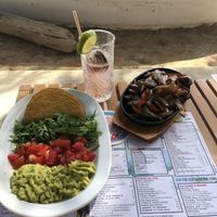 Vegan fajitas (bean and dairy free) at Picasso on the Beach in Naxos