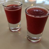 Strawberry slush at Picasso on the Beach in Naxos