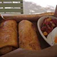 Veggie chimichanga at Picasso on the Beach in Naxos