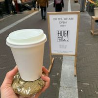 cookie and matcha latte  at Hug The Tea in The Hague