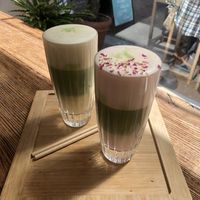 Iced matcha (regular and rose)   at Hug The Tea in The Hague