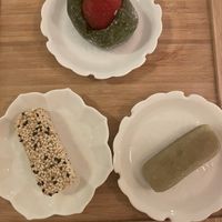 Matcha mochi and sesame mochi  at Hug The Tea in The Hague