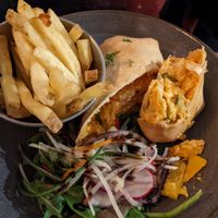 Baked vegetarian burrito (could be made vegan) at The Fat Boar in Wrexham