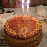 O meu bolo de aniversário :)) massa de amêndoas com laranja e recheio de doce de leite e chocolate at Soul - Alimentação Saudável e do Bem in Braga