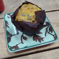 'Cheddar' and caramelised onion muffin at Soul - Alimentação Saudável e do Bem in Braga