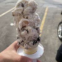Vegan chocolate chip cookie dough, vegan Oreo, and a vegan cone   at Dairy Corner in Scarborough