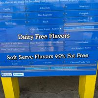 Current dairy free menu items.  at Dairy Corner in Scarborough