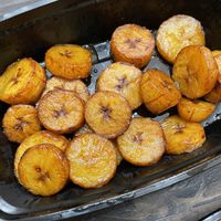 Plantains. Okay. Have had better and less expensive from other restaurants    at Zweli's Kitchen in Durham