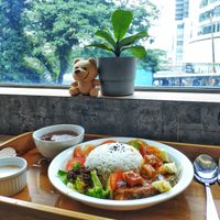 Spicy Asam Beancurd set meal at Minf Houze Vegan Cafe in Kuala Lumpur