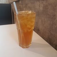 Cold peach tea at Minf Houze Vegan Cafe in Kuala Lumpur