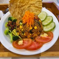 Spicy fried rice at Minf Houze Vegan Cafe in Kuala Lumpur