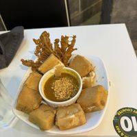 Fried tofu with satay sauce   at Minf Houze Vegan Cafe in Kuala Lumpur