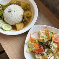 Vegan curry and sald  at Minf Houze Vegan Cafe in Kuala Lumpur