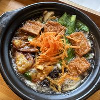 Fried wantan soup  at Minf Houze Vegan Cafe in Kuala Lumpur