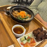 Satay (foreground )  at Minf Houze Vegan Cafe in Kuala Lumpur