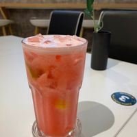 Fresh pineapple and strawberry mocktail  at Minf Houze Vegan Cafe in Kuala Lumpur