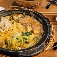 Homestyle Curry Ramen, a little spicy (middle) but not to much. at Minf Houze Vegan Cafe in Kuala Lumpur