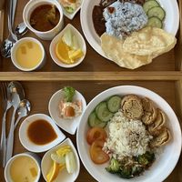 Nasi lemak and hainanese rice at Minf Houze Vegan Cafe in Kuala Lumpur