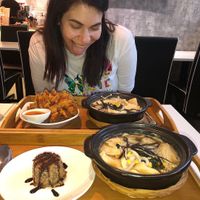 2 miso udons, fried mushrooms, banana cupcake, lemon tea  at Minf Houze Vegan Cafe in Kuala Lumpur