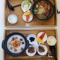 Ramen and porridge. 38 ringgit at Minf Houze Vegan Cafe in Kuala Lumpur