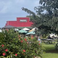 Cute red barn facade   at Farm To Barn in Haleiwa