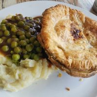 sweet potato pie with peas and mash at Funky Pies in Bondi Beach
